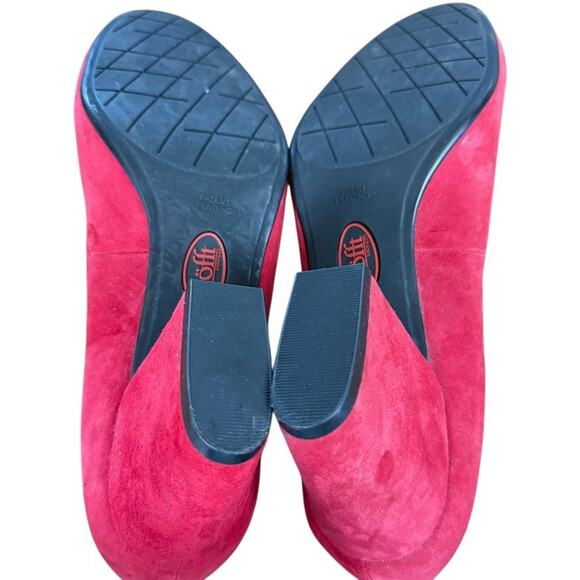 Sofft Red Leather Pumps Chunky High Heels Round Toe Suede Shoes Slip On sz 9.5 - Picture 15 of 16